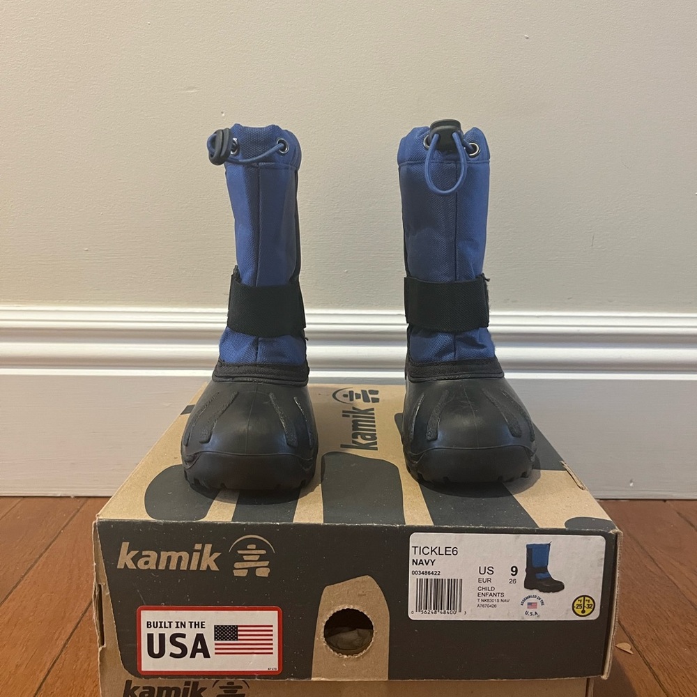Kamik Kids' Blue and Black Snow Boots Toddler Size 9